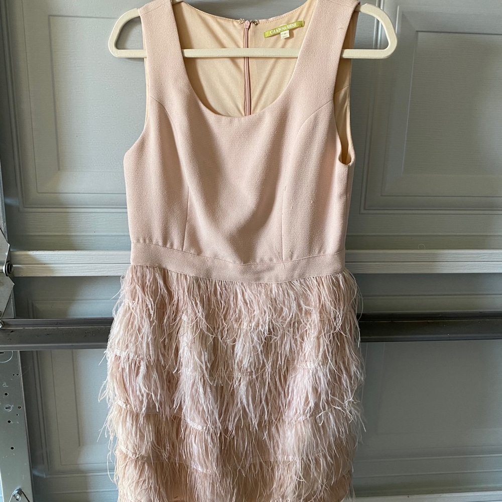 Gianni Bini pink feather dress, medium!